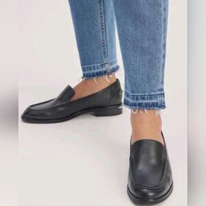 Everlane The Modern Loafer in Black Leather Stacked Block Heel